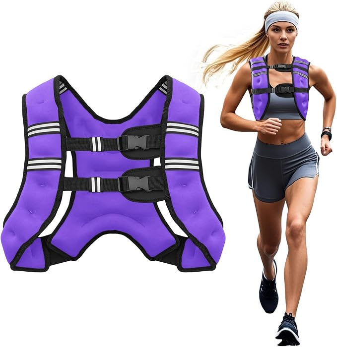 Poudee Weighted Vest, 6lb/8lb/10lb/12lb/16lb/20lb/25lb/30lb Weight Vest for Men Women, Body Weight Vests Adjustable with Reflective Stripe for Strength Training, Running, Workout, Jogging, Walking