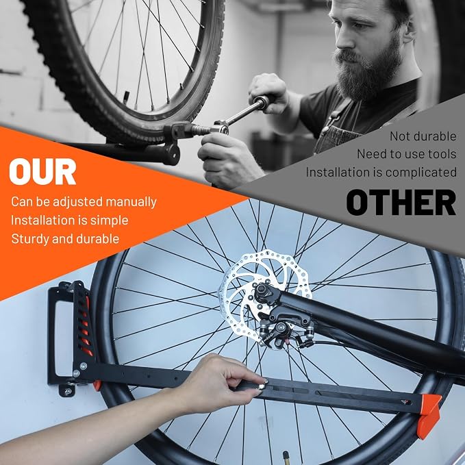 Swivel Bike Rack Wall Mount, 1 pcs Bike Hanger Wall Mount, Wall Space-Saving Vertical Bike Hanger, Sturdy Bike Storage Rack, Indoor Bicycle Hooks