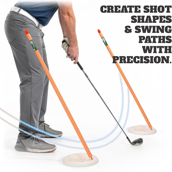 WHYGOLF Alignment Discs & Padded Golf Alignment Rods – Versatile Golf Training Aid for Swing Plane, Path, Posture & Setup – Easily Adjust Angles for Better Accuracy