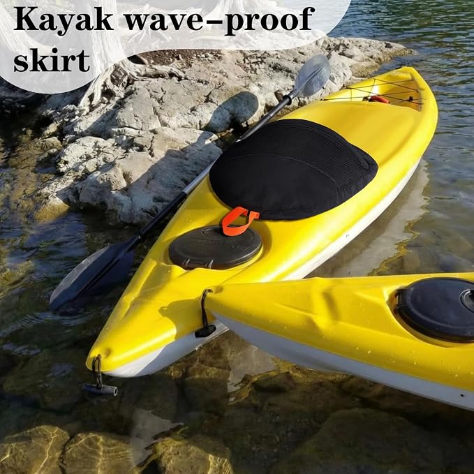 2 Pcs Kayak Spray Skirt - Coated Nylon, Waterproof & Durable, with Zipper Mesh Pocket, Ideal for Cockpit Recreational Kayaking & Kayak Fishing