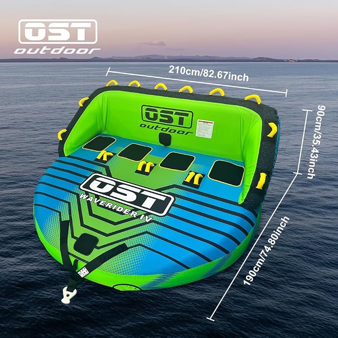 2-4 Person Towable Tubes for Boating, Sofa Style Boat Tube, Water Sports Inflatable Towables Tubes for Boats to Pull, Dual Tow Points, Durable Nylon Cover