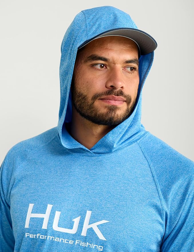 HUK Mens Pursuit Vented Long Sleeve Hoodie, Fishing Shirt with Hood