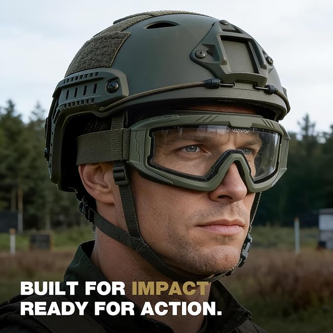 Airsoft Goggles OTG, ANSI Z87.1+ Anti-Fog Tactical Safety Goggles, Impact-Resistant Dust-Proof Eye Protection