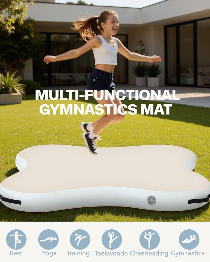 Inflatable Gymnastics Air Spot Mat, Tumbling Mat Tumble Air Spot - Gymnastics Training Springboard - Round Inflatable Springboard with Pump for Yoga Training Cheerleading Home Use