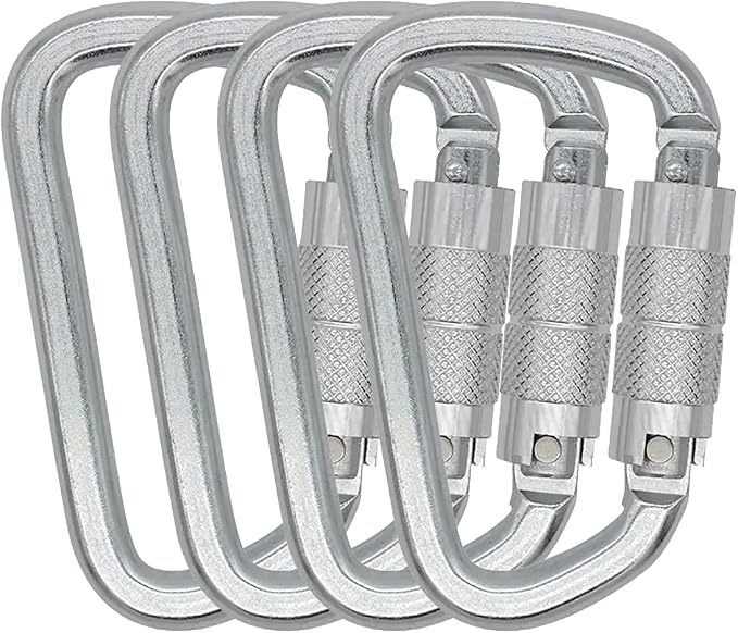 Auto Locking Carabiner 30KN=6500lbs Heavy Duty Large Clip Climbing Carabiner Twist Lock Carabiners for Rock Climbing, Camping, Gym,Rescue (CE Rated,D Shape)