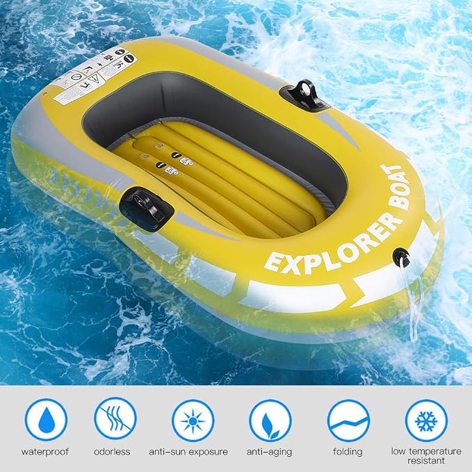 Thicken Raft Inflatable Kayak Inflatable Boat Canoe-1 Person Inflatable Fishing Boat Floaties Kayak Yellow PVC Boat Touring Kayak Swimming Pool Lake Toys for Adults