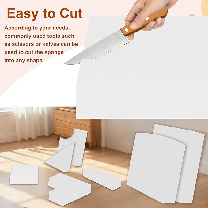 High Density Upholstery Foam 6" X 24" X 24", 3PCS Couch Cushion Replacement - 45D Density 70 ILD (Firm), Square Foam Padding for Chairs, Cut to Size Foam Replacement Cushion for Sofa Chair Bench