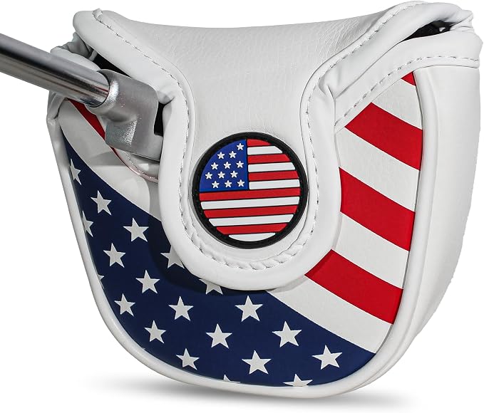 Golf Club Head Covers,4pcs or 1pc USA Golf Head Covers for Woods and Driver Fairway Hybrid - PU Leather Mallet Blade Putter for Men Women Golf Enthusiast