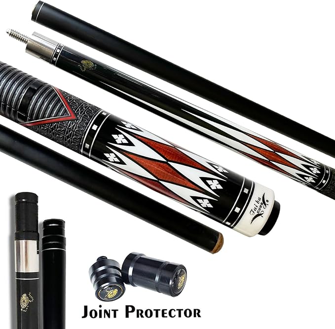 Tai ba cues 2-Piece Pool Stick with 1x1 Case, PU Rubber Grip, 13mm Multilayer Leather Tip, 58", Hardwood Canadian Maple Professional Billiard Pool Cue Stick 19-21 Oz