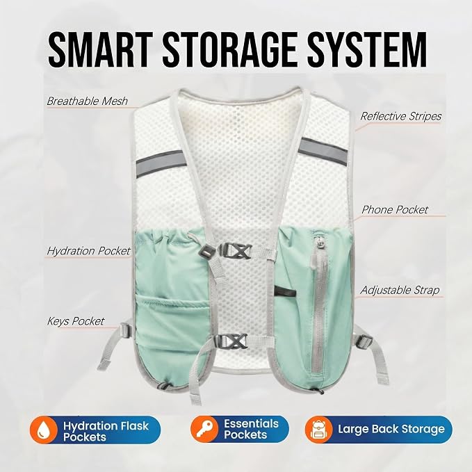 Hydration Backpack Lightweight Running Vest for Women Men with 500ml Soft Flask Hiking Daypack