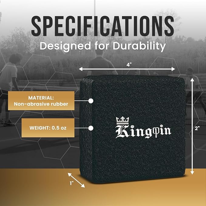 Kingpin Paddle Eraser [Pack of 2] 2"x2"x1", Black, Non-Abrasive Rubber Cleaner for Pickleball Paddles | Safe for All Paddle Carbon Fiber Surfaces | Outdoor & Sports Gear