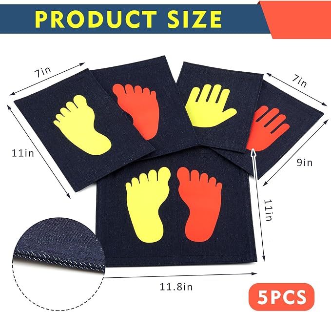 Nuanchu 5 Pcs Hand and Foot Placement Gymnastics Feet Hand Twister Game Stepping Denim Placement Carpet Flat Markers Stones Non Slip Cartwheel Mats for Adults Classroom Gymnastics Training Equipment