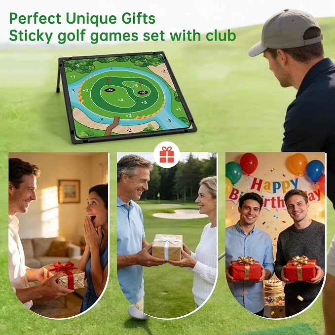 Golf Chipping Game - Portable Golf Practice Set for Indoor & Outdoor Lawn Play! Enjoy Backyard, Beach & Office Parties - Fantastic Golf Gifts for Men+ Golf Club