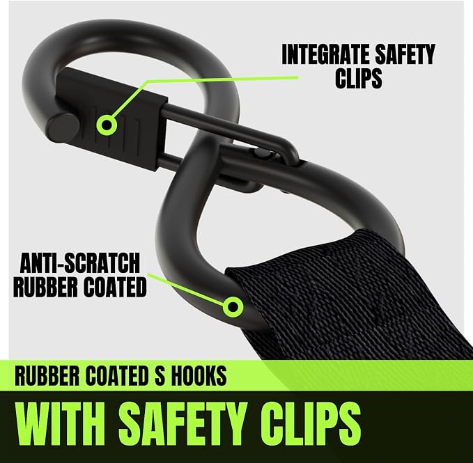 UMIRO Ratchet Tie Down Straps 4-Pack, 1 Inch x 15 Feet, 2200lbs Break Strength with Safety S Hooks, for Trucks, Cargo, Moving, Appliances, Black