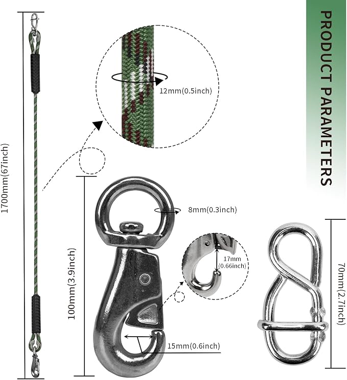 Heavy Duty Tree Swing Ropes, Hammock Hanging Chair Hanging Kit, Length Adjustable Swing Hanging Straps for Outdoor Camping Playground Set Accessories 5.6Ft(67"),