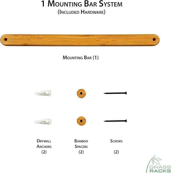 Grassracks Bamboo & Birch Snowboard Rack and Skateboard Rack - Moloka`i Series Snowboard Wall Mount