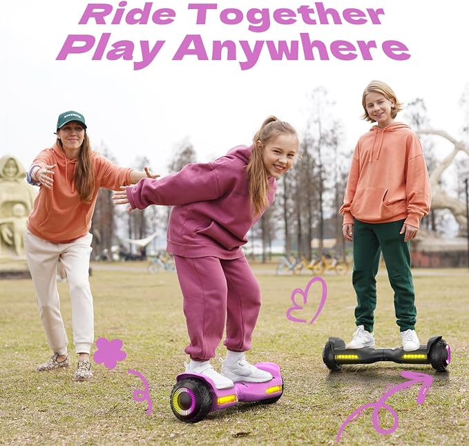 Gyroor Self Balancing Scooter New G13 All Terrain Balancing Scooter with LED Lights, Self Balancing Off Road with Bluetooth for Kids ages 6-12 and Adults-Pink