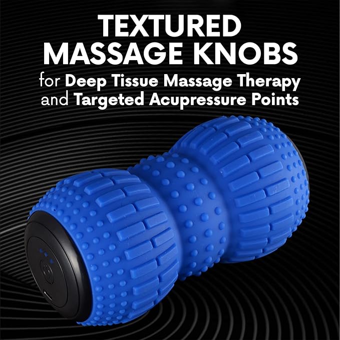 ZeenKind Vibrating Peanut Massage Ball for Plantar Fasciitis, Muscle Pain Relief with 4 Speed, Deep Tissue Therapy for Myofascial Release & Muscle Recovery, Neck Back Foot Roller Massager | Portable Foot Roller Massager for Deep Tissue Therapy Muscle P...