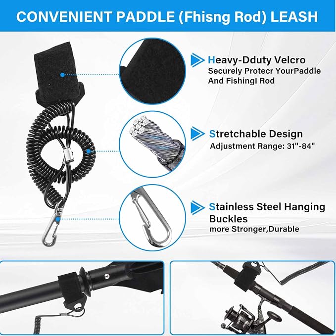 Quynhni- Standard Kayak Paddle,70-96inch Adjustable Kayak Paddle Sturdy Iron Shaft and Durable Polypropylene Blade 0/65° Blade Angle with Drip Loop.