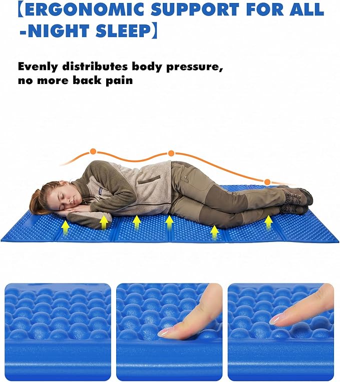 Camping Foam Sleeping Pad Lightweight Closed Cell Folding Camping Mat Moisture-Proof Camping Mattress Portable for Outdoor Hiking Mountaineering Blue