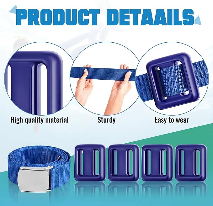 Tellegloww 4 Pcs Dive Weights Belt for Scuba Diving Coated Dive Weights Nylon Dives Belt with 1 Metal Quick Release Buckle for Free Diving Spear Fishing