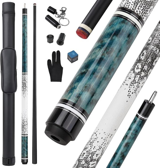 Glass Fiber Pool Cue Stick, 58" Professional Pool Stick for Adults 13mm 6-Layer Rainbow Tips Low Deflection Billiard Cue Stick, Uni-Loc Joint Pin, 19oz