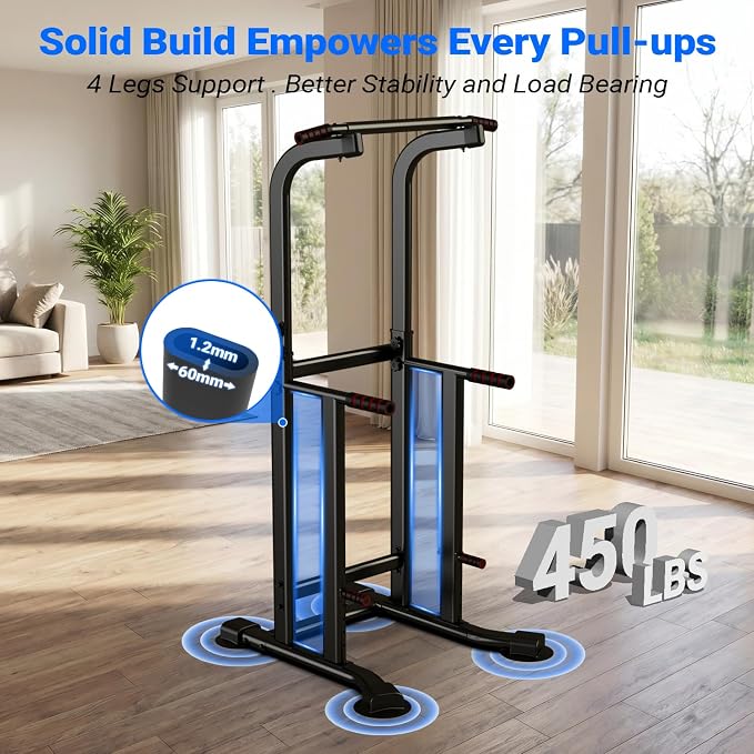 YYJO Pull Up Bar Dip Bar Power Tower Free Standing Home Gym Workout Equipment 450 LBS Weight Capacity