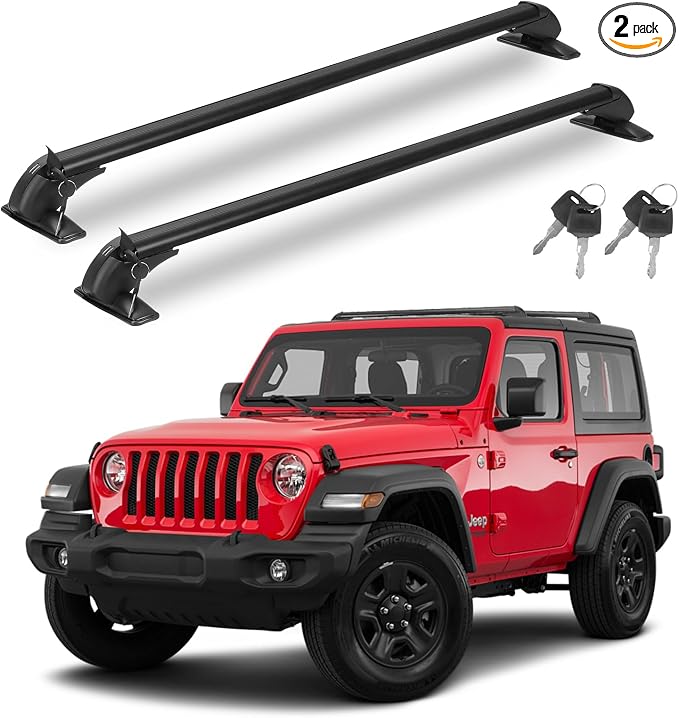 2PCS Universal Car Roof Rack Cross Bars with Anti-Theft Lock, 43 Inch Aluminum Alloy Fits Distance Between Rain Grooves 42.91-44.88 Inch, 330 lbs Load Capacity forKayaks Cargo & Luggage Bikes