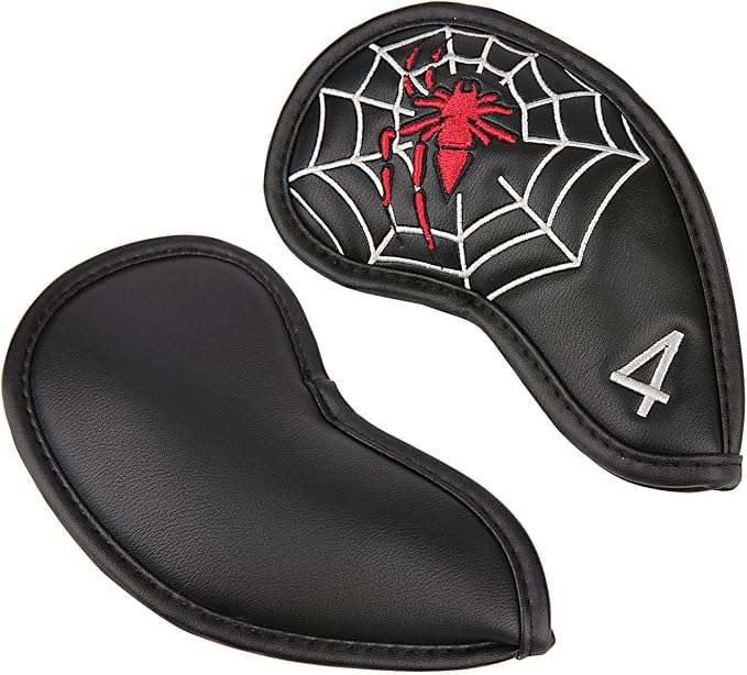 Spider Embroidery Black Golf Club Driver/Fairway Wood/Hybrid/Iron Head Cover