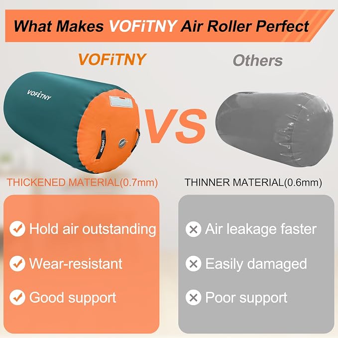 VOFiTNY Gymnastics Tumbling Equipment Air Barrel Inflatable Octagon Tumbler Roller Back-bend Trainer Cheerleading Without Pump