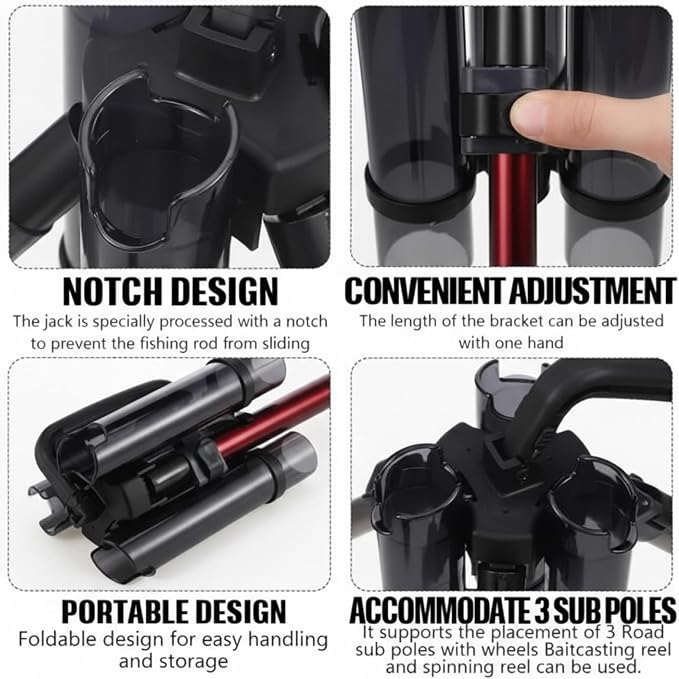 Gisafai Fishing Rod Carrier Surf Fishing Holder Foldable Pole Holder Stand 3 Rod Portable Vertical Beach Pole Storage Freestanding Rack for Fisherman Garage Home Outdoor