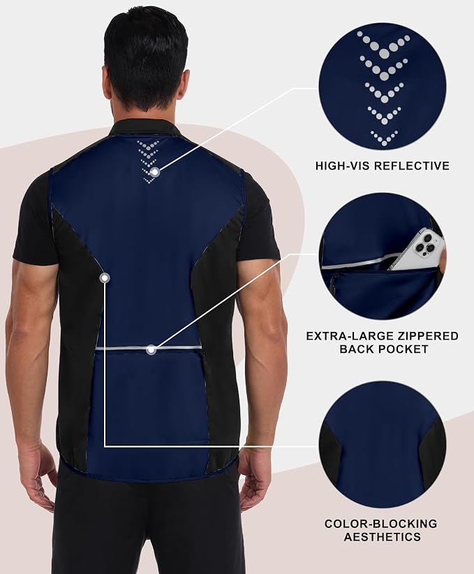 Little Donkey Andy Men's Water-resistant Outerwear Vests, Stretch Windproof Vest for Cycling, Running, Golf