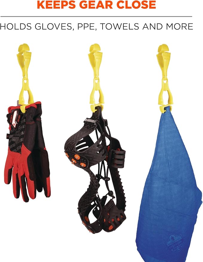 Ergodyne Squids 3400 Glove Clip Holder with Dual Clips, Lime, 1 Count (Pack of 1)