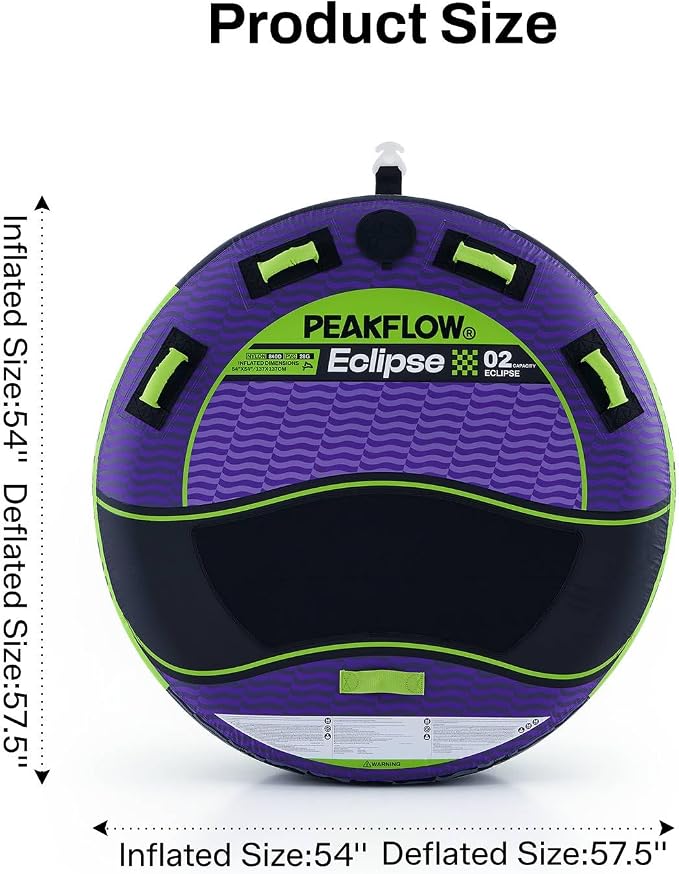 PEAKFLOW Towable Tube,Boat Tube,1-3 Person,Tubes for Boating,PVC Liner and Full Nylon Cover,Lake & Ocean Fun