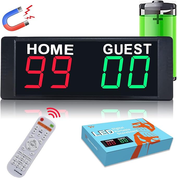 YZ LED Portable Digital Scoreboard, Tabletop Electronic Scoreboard with Remote, Score Keeper for Games Cornhole/Basketball/Ping Pong/Baseball/Tennis/Volleyball Indoor Outdoor