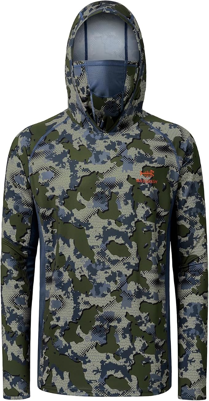 BASSDASH Men's UPF 50+ Camo Long Sleeve Hunting Fishing Hoodie Shirt