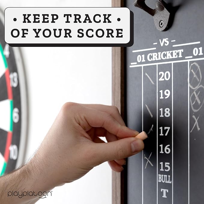 Play Platoon Dart Scoreboard & Darts Holder Wall Mount - Wood Score Board, Professional Darts Accessories, Dart Holder
