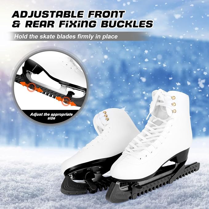 Hikeen Ice Skate Guards with Shoulder Straps,Enhanced Stability Ice Skate Blade Guards,Non-Slip Hockey Skate Blade Protector for Adult and Kids