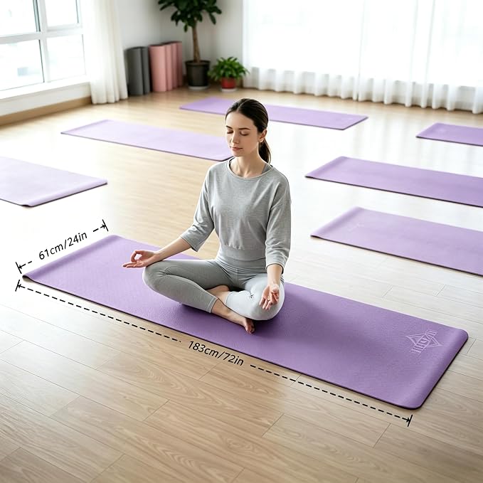 Extra Thick Yoga Mat 0.315 Inch, Non Slip 72x24 Inch, POE Eco Friendly Cushioned Mat for Home Gym Yoga Pilates Men Women