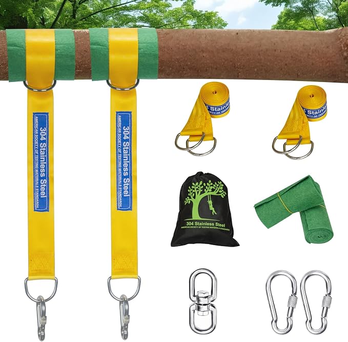 Safe Tree Swing Straps Hanging Kit with Two Alloy Carabiners 2,200lb Breaking Strength Easy and Fast Installation Swings or Hammocks (3.3ft)
