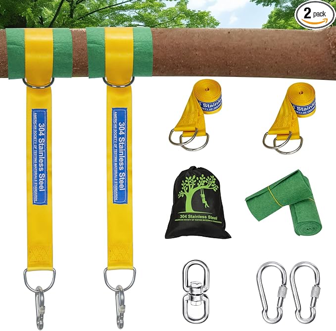Safe Tree Swing Straps Hanging Kit with Two Alloy Carabiners 2,200lb Breaking Strength Easy and Fast Installation Swings or Hammocks (10ft)