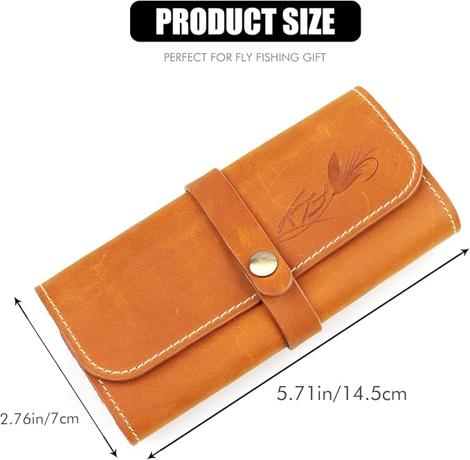 Fly Boxes for Fly Fishing Leather Wallet Tackle Box Flies Streamer Dry Fly Box Display Case Gifts for Men, Women (Fly Wallet)