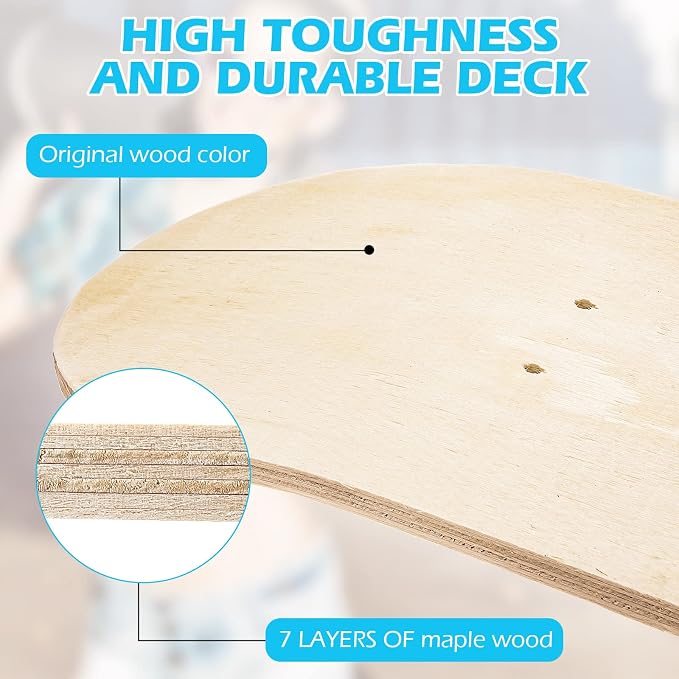 Meooeck Blank Skateboard Decks Bulk 7.9 x 31 Inch Natural 7 Layer Wooden Double Tail Plain Skate Decks for Replacement Art Painting Home Decor