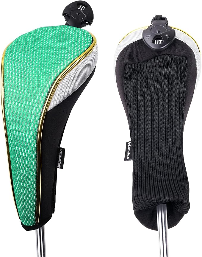 Andux 4Pcs/Set Gold Golf Hybrids Club Head Covers with Dial No. Tag MT/HY12