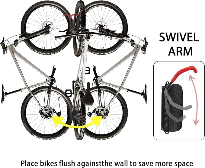 Swivel Bike Wall Mount, Bike Hangers for Garage, Space-Saving Bike Storage, Sturdy Bicycle Rack Can Holds Up to 77 lbs, Easy Install, 1 Pack