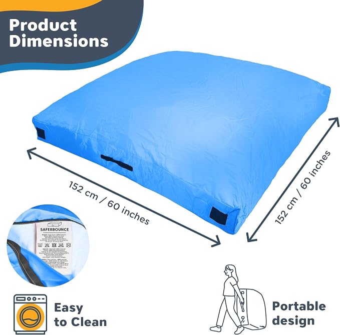 SaferBounce Crash Pad for Kids Sensory | Big 5Ft x 5Ft, 3Ft x 4Ft Or 3Ft x 3Ft | Autism Sensory Crash Mat for Jumping Play | Crashpad | Soft Foam Landing Pad | Giant Mat Pillow | Climbing, Gymnastics
