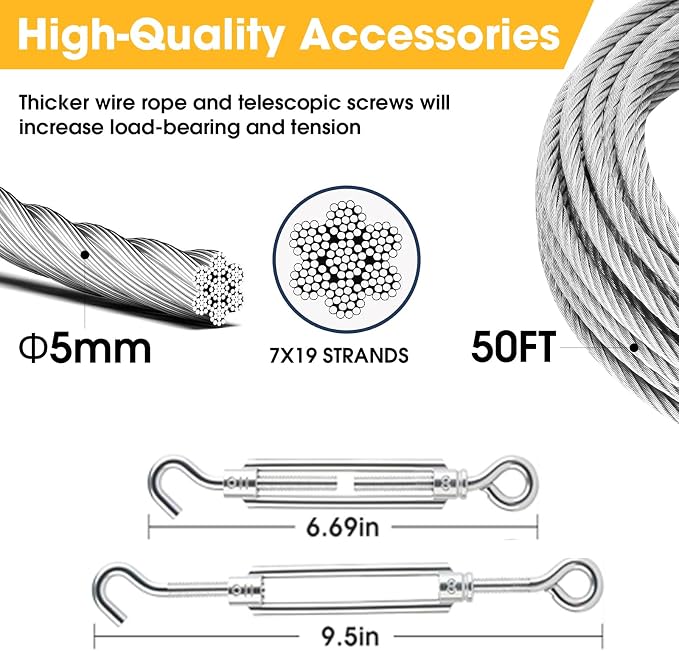 27" Screw in Ground Anchors Kits with 3/16" Cable, 4 Pack Heavy Duty Stakes | for Shed, Earth Anchors High Wind Hurricane Straps, for Swing Set, for Mobile Home, for Carport Gazebo Trampoline Tent Tree