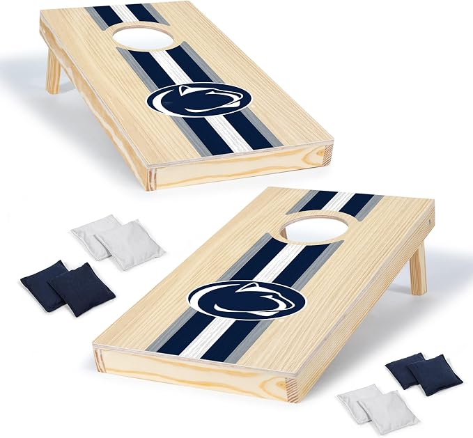 Wild Sports College Portable Size 1' x 2' Solid Wood Cornhole Set with Direct Print HD Team Graphics – Travel Size