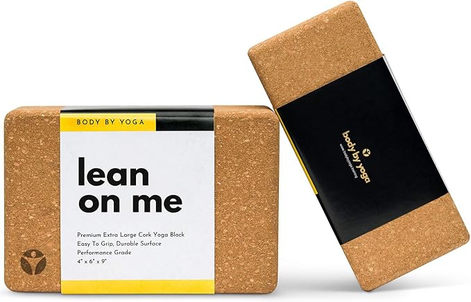 Cork Yoga Blocks 2 Pack – High Density Non Slip with Select Cork Grain for Chip-Resistant Durability | Extra Thick 4” for Support & Stability | Natural, Smooth, and Crumble Free | Body By Yoga