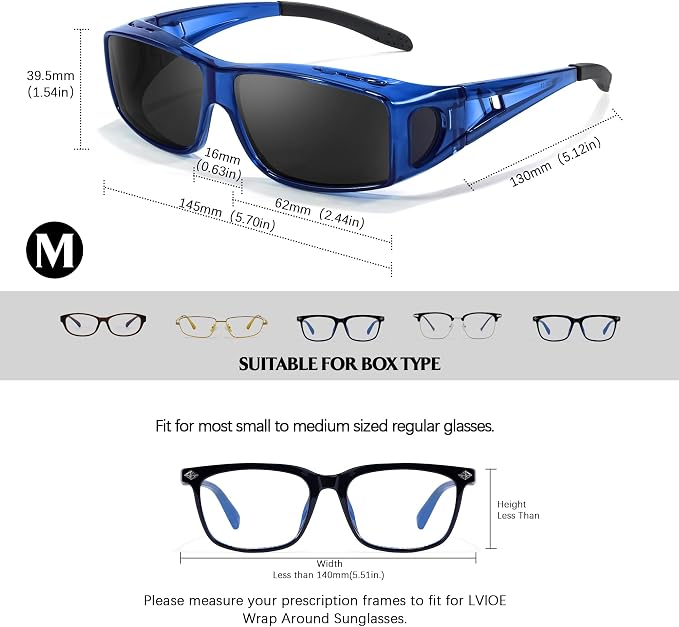 LVIOE Over Glasses Sunglasses Wrap Around Polarized Sunglasses for Men Women Fit Over Prescription Glasses with UV Protection